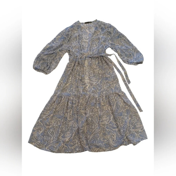 Black Tape Sheer Open Blue With Gold  Dress/Cover Size Medium - Picture 5 of 9